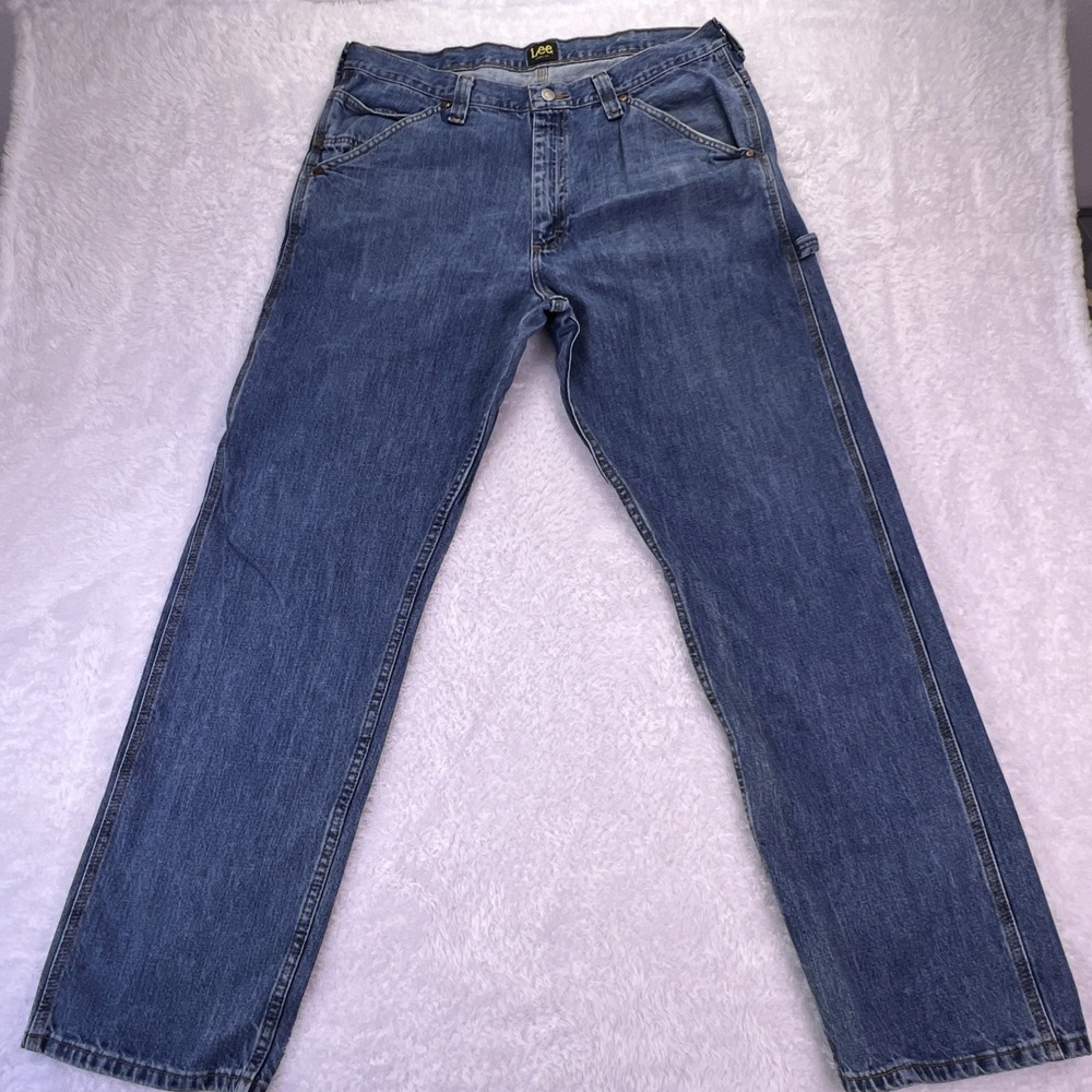 Vintage Lee Loose Fit Jeans Men's Wide-leg Baggy Carpenter Denim 36x32 Y2K